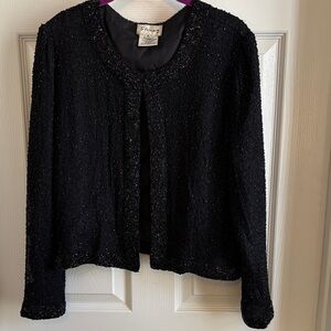 Stenay Vintage Silk Beaded Jacket Embellished Neck and hem line, closure, cuffs
